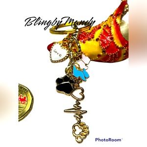 Pet lovers keyring with charms -dog theme-heartbeat